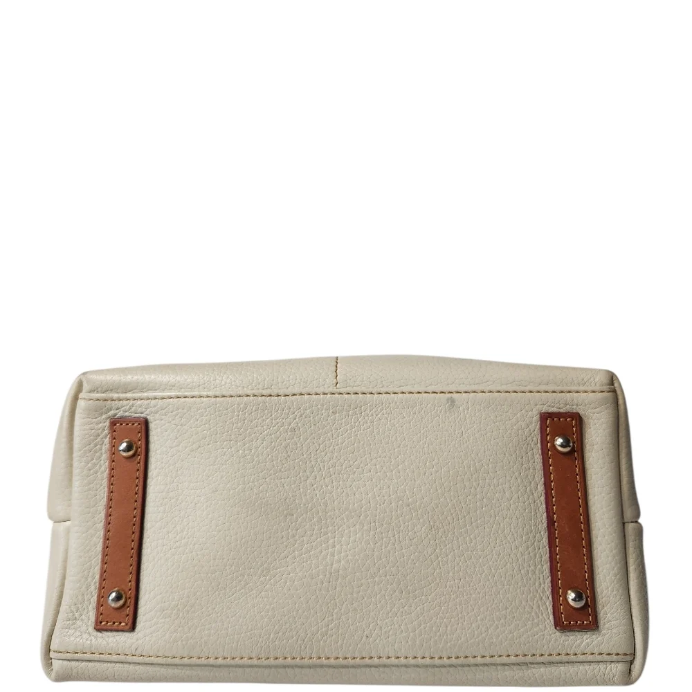 Dooney & Bourke Dillen Pebbled Leather Double Pocket Satchel Cream